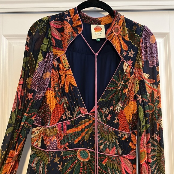 Farm Rio Navy Cool Macaw Midi Dress - Picture 4 of 5